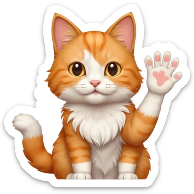 the cat waves his hand sticker