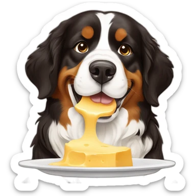 bernese mountain dog eating swiss fondue cheese sticker