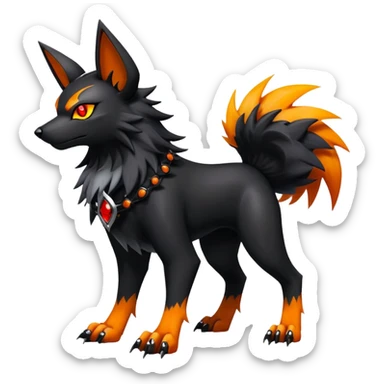 Shiny Gothic Punk’ish Exotic Futuristic Houndoom-Arcanine-Zorua-Torracat-Pokémon-Fakémon-hybrid-creature sticker