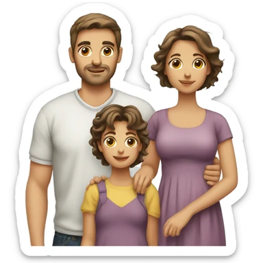 Young italian parents with 1 boy 2 girls 1 baby girl sticker