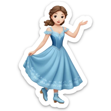 Victorian ice skater in a long dress sticker