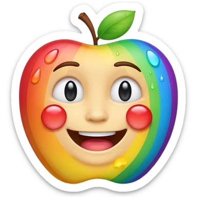 Laughing rainbow tears emoji, apple style, with a joyful laugh and tears in rainbow colors sticker