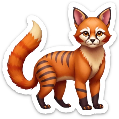 Caracal-Sphynx-Red-Panda-fusion-hybrid-animal-creature, full body sticker