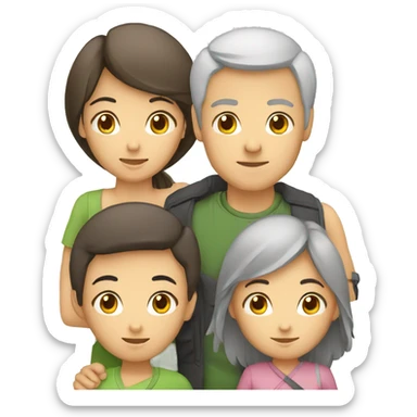 Family 6 people. White mother, asian father sticker