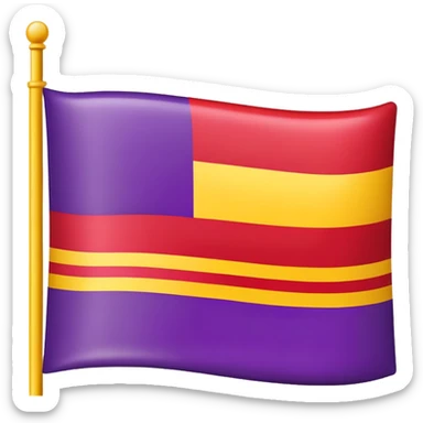 flag with three horizontal stripes, red on top, yellow in the middle, purple on the bottom sticker