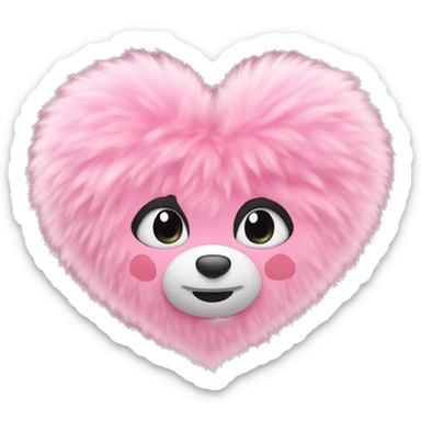Fluffy like pink heart sticker