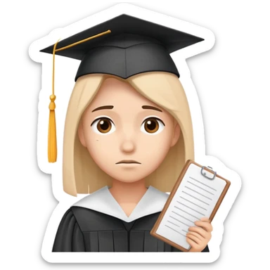sad student with a failed test paper and a graduation cap sticker