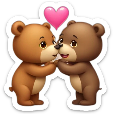 Bear love kissing a cute bear sticker