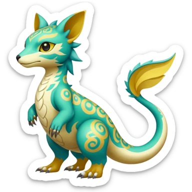 colorful lush ethereal divine exotic patterned beautiful elegant pretty realistic Fakémon-Digimon-Fionbri-Trico-creature (full body) sticker