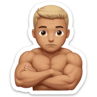 Buff guy looking over his shoulder blushing like a shy little girl sticker