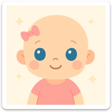 bald baby girl with blue eyes, round face, no hair sticker