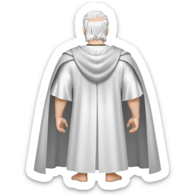 fullbody silverhair god ZEUS, white cape, standing still backview sticker