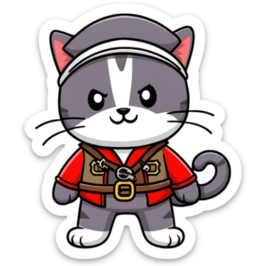 Skibidi cat pirate with Vietnam War gear in a jungle background sticker