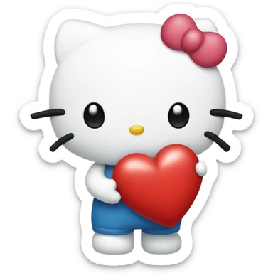 hello kitty holding a heart sticker