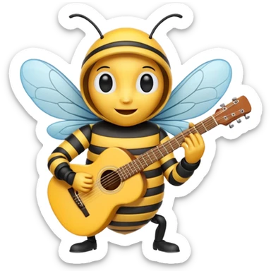 bee playing guitar sticker