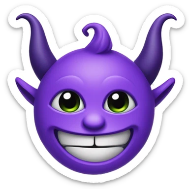 the unicode smiling purple imp emoji, but frowning with a teardrop sticker
