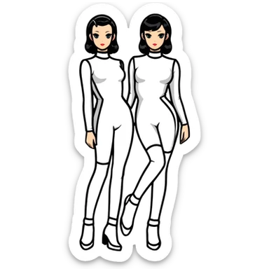 girl in tight latex outfit, full length figure sticker