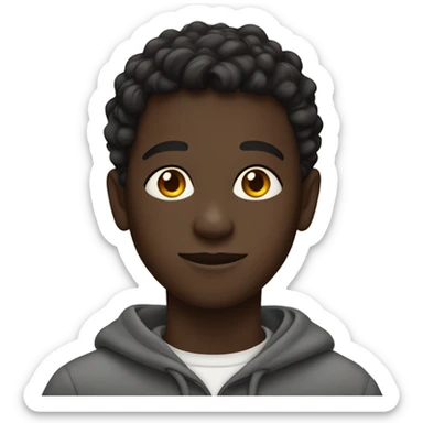 dark-skinned boy with earrings wearing sweat-shirt sticker