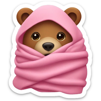 bear wrapped in pink blanket sticker