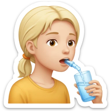 person rinsing mouth with water, side view sticker