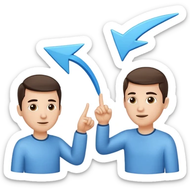 referal system (two guys with arrows around them) sticker