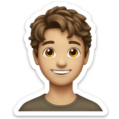 9 years old boy with brown hair and smiling sticker