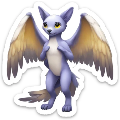 Anthro shy winged animal hybrid full body sticker