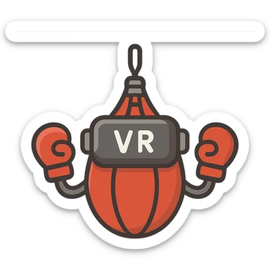 flat toon cartoon style speed bag with VR headbands and headwrists sticker
