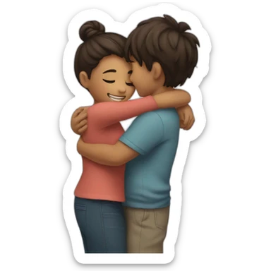 Girl hugging boy sticker