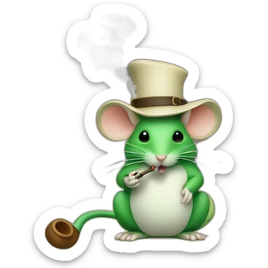Attractor green mice with hat, smoking pipe sticker