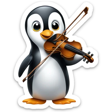 Penguin playing violin sticker