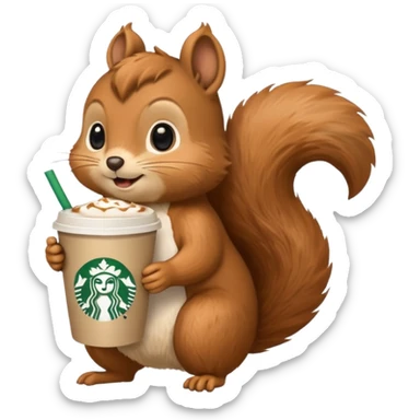 Squirrel with a Starbucks cup sticker