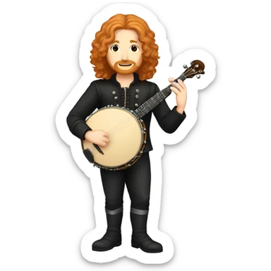 Antonio Vivaldi adult ginger hair chibi standing banjo  sticker
