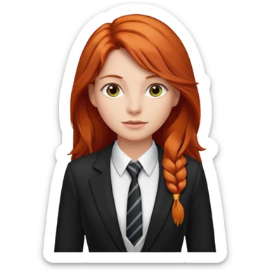 long red haired woman with tie, t-shirt and blazer sticker