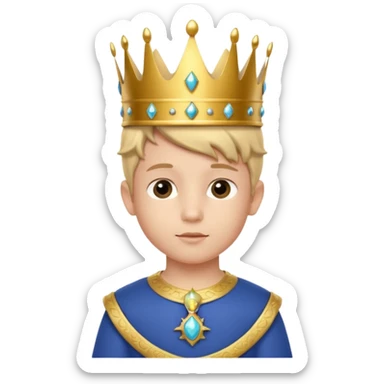 Royal Kid boy with fancy crown head 3d with real face sticker