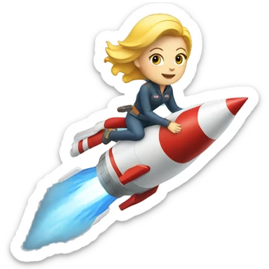 white woman riding a rocket sticker