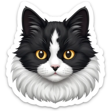 black and white cat, mostly white sticker