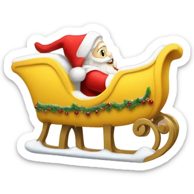 yellow Santa in red sleigh sticker
