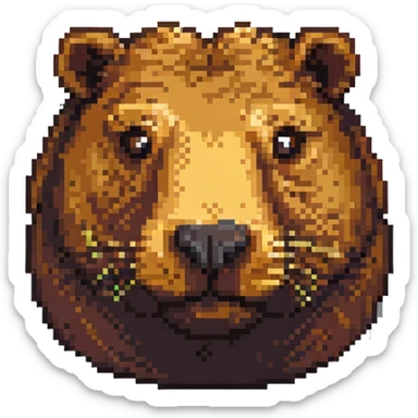 capybara face close-up pixel art style sticker