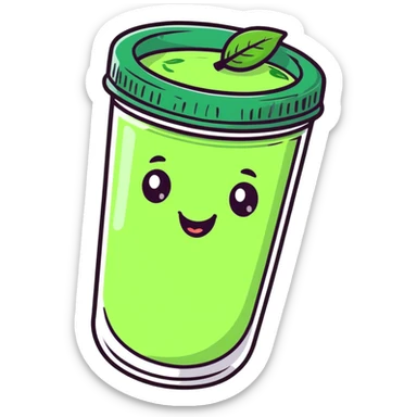 cute cartoon mint chutney character with smiling face sticker