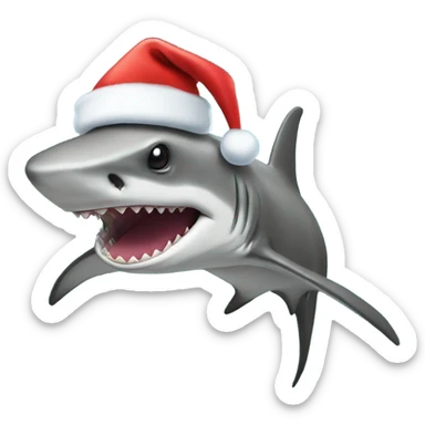 Hammerhead shark with a Santa Claus hat sticker