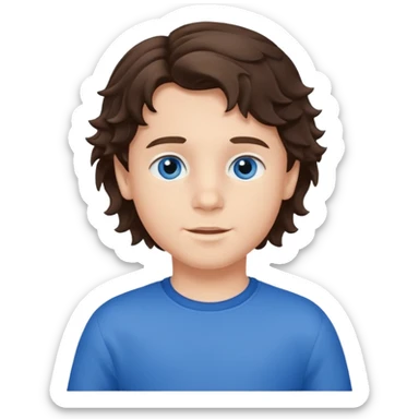 brunette wavy hair  boy 6 years old sticker
