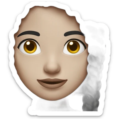 Mujer de cuerpo completo, complexión delgada, pelo negro largo, piel blanca y ojos negros con una cámara en la mano  sticker