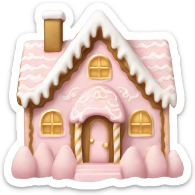 light pink and gold and white gingerbread house sticker