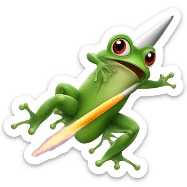 frog legs transforming into a rocket  sticker