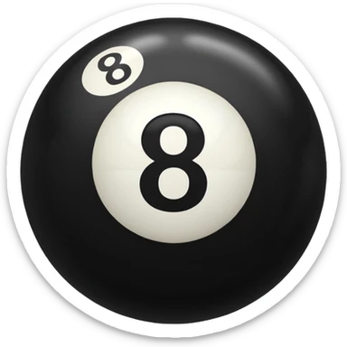 Black ball with the number 8 in white sticker