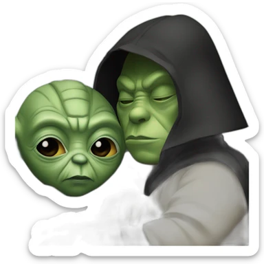 Dark vador et yoda se vaisant un calin sticker