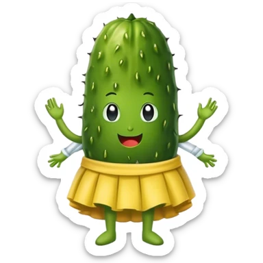 Pickle wearing a skirt sticker