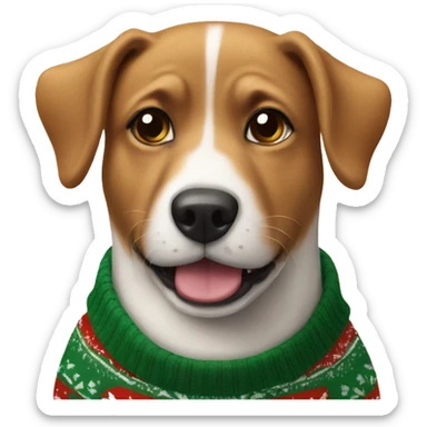 Dog wearing a Christmas sweater sticker
