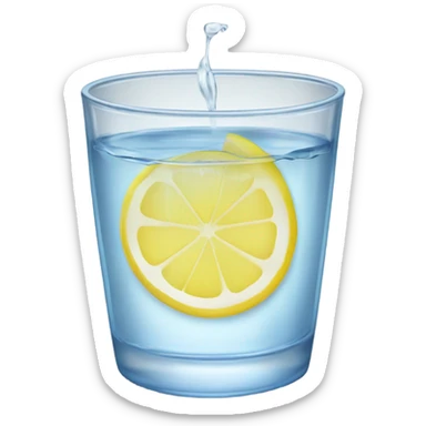 glass of water with a lemon on the side of the cup sticker